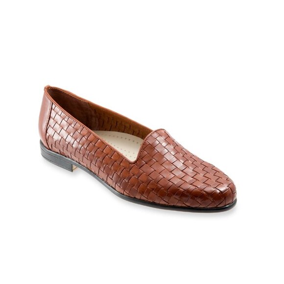 Trotters Liz Slip On Flat Shoes Woven Brown Leather Loafers Womens sz 9 - Picture 2 of 10